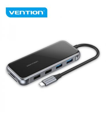 Vention Docking Station 10 en 1 USB-C a HDMI 4K/VGA/2xUSB2.0/2xUSB3.0/RJ45/Lector SD/MicroSD/PD100W - 0.15m - Color Gris