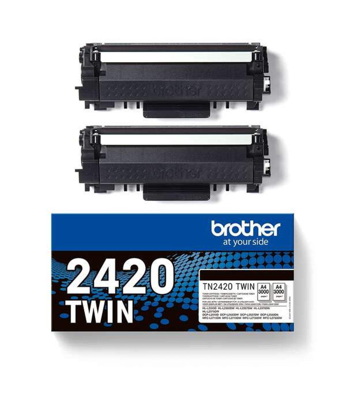 Brother TN2420 Negro Pack de 2 Cartuchos de Toner Originales - TN2420TWIN