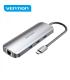 Vention Docking Station 9 en 1 USB-C a HDMI 4K/3xUSB3.0/RJ45/Lector SD/MicroSD/Jack Audio/PD100W - 0.15m - Color Gris