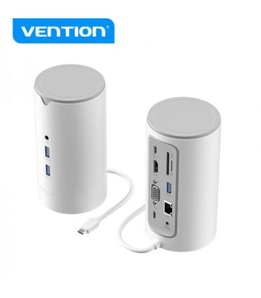 Vention Docking Station 12 en 1 USB-C a HDMI 4K/VGA/3xUSB3.0/USB-C Gen1/RJ45/Lector SD/2XJack Audio/DC 5V/PD100W TPHWC - 0.15m..