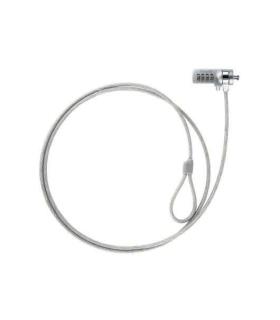 Tooq Cable de Seguridad Universal con Combinacion para Portatiles - Bloqueo de 4 Digitos - Acero 4.5mm - Longitud 1.50m