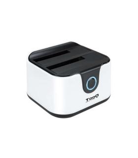 Tooq Docking Station USB 3.0 - HDD/SSD 2.5", 3.5" SATA I,II,III - Boton de Clonacion - Copia de Seguridad - Color Blanco/Negro