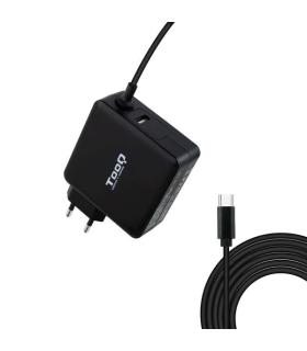 Tooq Cargador Universal para Portatil 65W USB-C - Compatible con PD - Cable de 1.80m