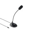 Tooq Microfono de Escritorio Flexible Omnidireccional - Interruptor On/Off - Cable de 2m - Jack 3.5mm - Color Negro