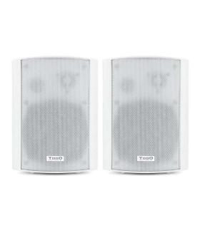 Tooq Altavoces Autoamplificados de Pared 60W - Control de Volumen, Agudos y Bajos - Soporte Giratorio 180º - Color Blanco