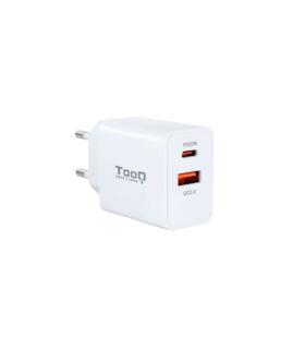 Tooq Cargador de Pared USB 3.0 18W, USB-C 20W - Carga Rapida - Color Blanco