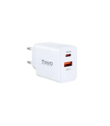 Tooq Cargador de Pared USB 3.0 18W, USB-C 20W - Carga Rapida - Color Blanco