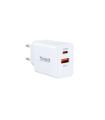 Tooq Cargador de Pared USB 3.0 18W, USB-C 20W - Carga Rapida - Color Blanco