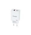 Tooq Cargador de Pared GaN USB-C/PD + USB-A/QC 45W - Color Blanco