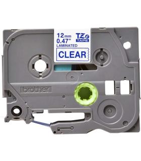 Brother TZe133 Cinta Laminada Original de Etiquetas - Texto azul sobre fondo transparente - Ancho 12mm x 8 metros