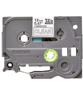 Brother TZe135 Cinta Laminada Original de Etiquetas - Texto blanco sobre fondo transparente - Ancho 12mm x 8 metros