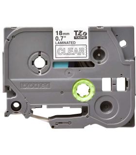 Brother TZe145 Cinta Laminada Original de Etiquetas - Texto blanco sobre fondo transparente - Ancho 18mm x 8 metros