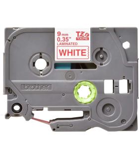 Brother TZe222 Cinta Laminada Original de Etiquetas - Texto rojo sobre fondo blanco - Ancho 9mm x 8 metros