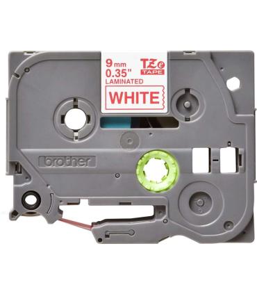 Brother TZe222 Cinta Laminada Original de Etiquetas - Texto rojo sobre fondo blanco - Ancho 9mm x 8 metros