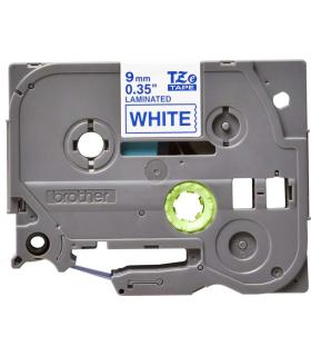 Brother TZe223 Cinta Laminada Original de Etiquetas - Texto azul sobre fondo blanco - Ancho 9mm x 8 metros