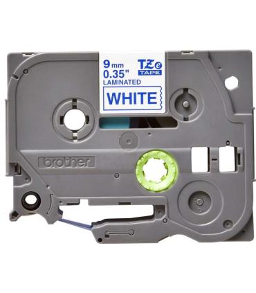 Brother TZe223 Cinta Laminada Original de Etiquetas - Texto azul sobre fondo blanco - Ancho 9mm x 8 metros