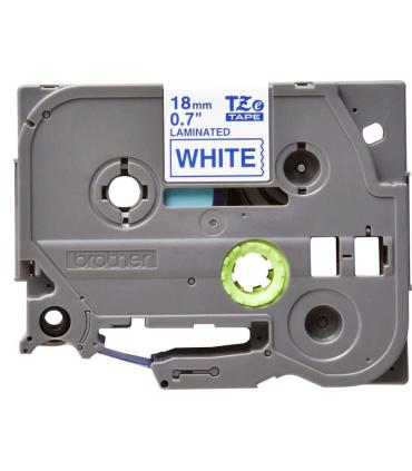 Brother TZe243 Cinta Laminada Original de Etiquetas - Texto azul sobre fondo blanco - Ancho 18mm x 8 metros