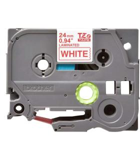 Brother TZe252 Cinta Laminada Original de Etiquetas - Texto rojo sobre fondo blanco - Ancho 24mm x 8 metros