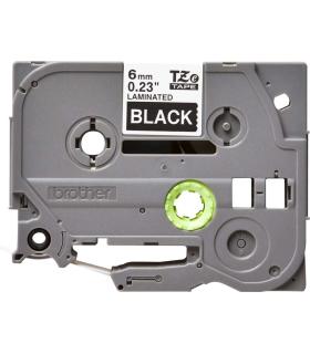 Brother TZe315 Cinta Laminada Original de Etiquetas - Texto blanco sobre fondo negro - Ancho 6mm x 8 metros