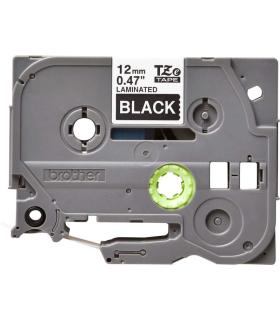 Brother TZe335 Cinta Laminada Original de Etiquetas - Texto blanco sobre fondo negro - Ancho 12mm x 8 metros