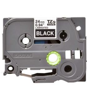 Brother TZe355 Cinta Laminada Original de Etiquetas - Texto blanco sobre fondo negro - Ancho 24mm x 8 metros