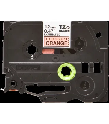 Brother TZeB31 Cinta Laminada Fluorescente Original de Etiquetas - Texto negro sobre fondo naranja - Ancho 12mm x 5 metros