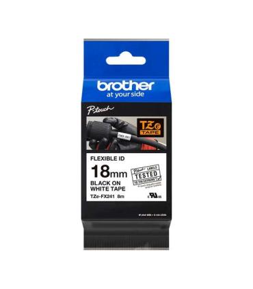 Brother TZeFX241 Cinta Laminada Flexible Original de Etiquetas - Texto negro sobre fondo blanco - Ancho 18mm x 8 metros