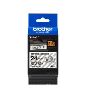 Brother TZeS151 Cinta Laminada Super Adhesiva Original de Etiquetas - Texto negro sobre fondo transparente - Ancho 24mm x 8 metr