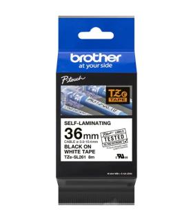 Brother TZeSL261 Cinta Autolaminada Original - Texto Negro sobre Fondo Blanco - Ancho 36mm x 8 metros