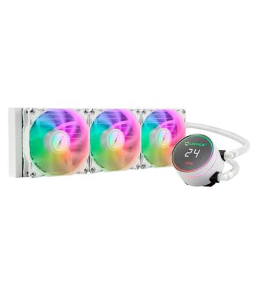 Unykach AquaStorm White 360 Refrigeracion Liquida - 3 Ventiladores 1800 RPM - Bomba con Alcance 2500 RPM - Display que Muestra..
