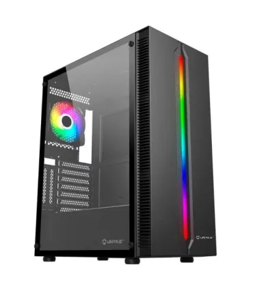 Unykach Armor Lumina Black Caja ATX, Micro ATX, Mini ITX - Lateral de Vidrio Templado - Iluminacion ARGB - 3.5" y 2.5" - USB-A..
