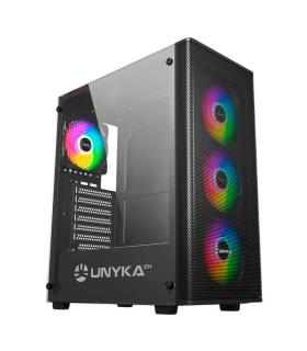 Unykach MIR 100 Caja Gaming ATX, Micro ATX, ITX - Lateral de Vidrio Templado - USB-A 2.0, 3.0 y Audio - 4 Ventiladores 120mm ARG