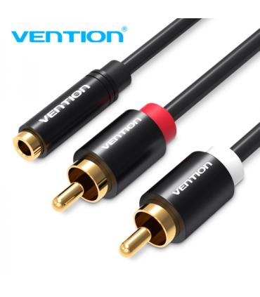 Vention Cable Estereo Jack 3.5 Hembra a 2x RCA Macho - 2m - Color Negro
