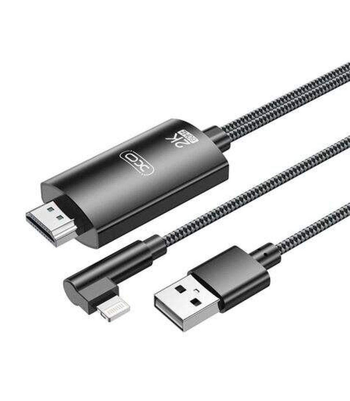 XO Adaptador de Cable Lightning A Hdmi - Longitud de 1.8m - Soporte de Resolucion 2K(60Hz)/1080P - Intercambio de Datos y Audio.