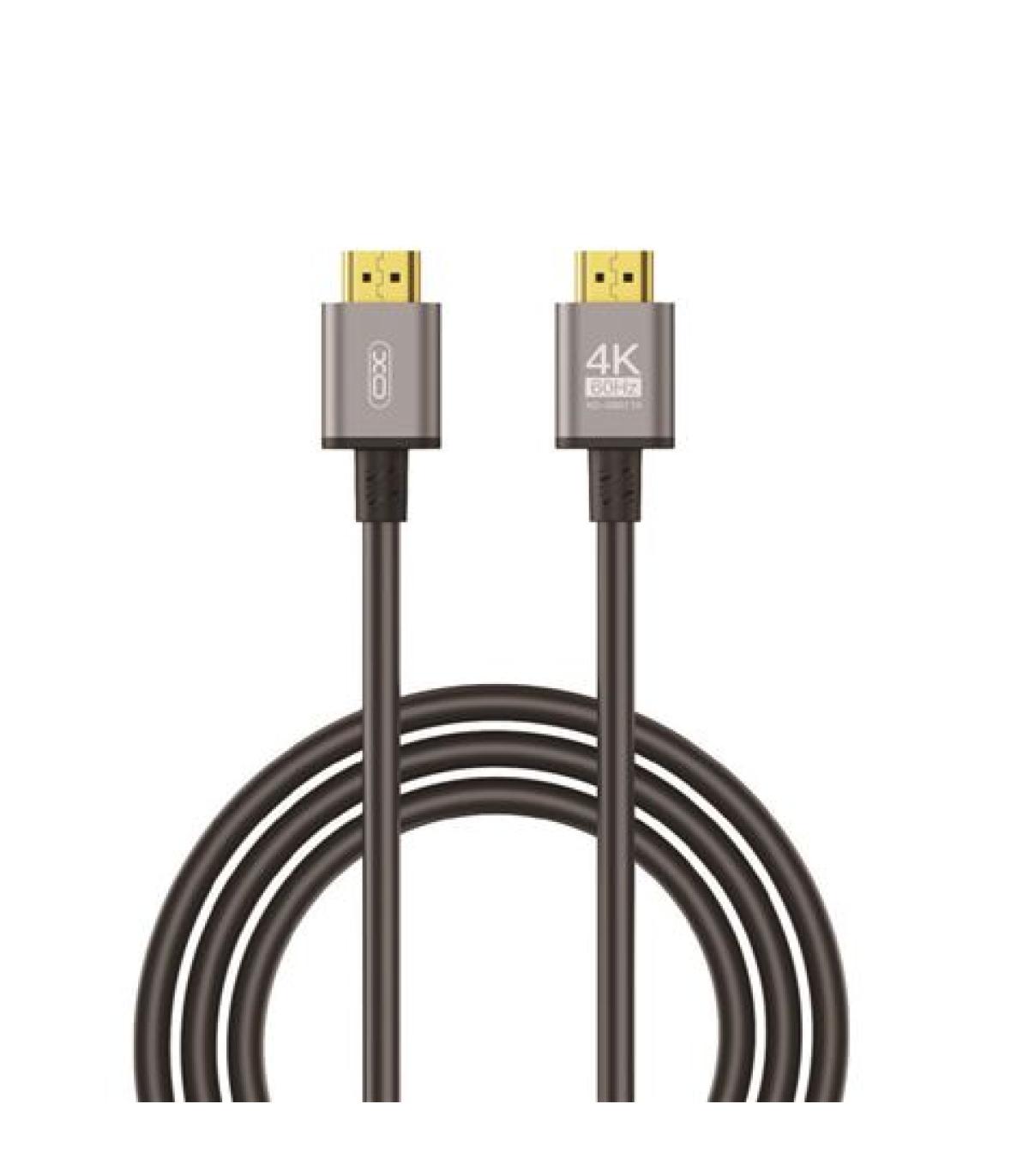 XO Cable HDMI - Resolucion 4K - Alta Velocidad - Conectores Chapados en Oro - Compatible con Multiples Dispositivos - Color Negr