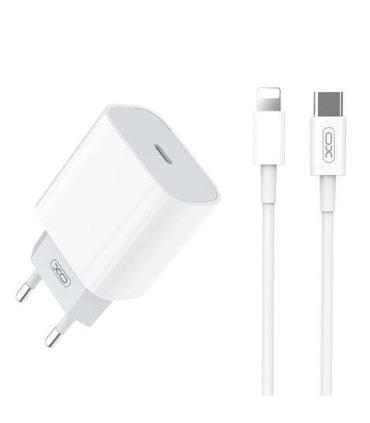 XO L77 Pack Cargador de Corriente 1x USB-C 20W Carga Rapida + Cable USB-C a Lightning 1m