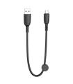 XO Cable NB247 Carga Rapida USB - Micro USB - 6A - 25cm con Clip - Color Negro
