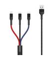 XO Cable Trenzado USB-A Macho a USB-C, MicroUSB y Lightning - Carga Rapida 2A - Longitud 1.20m