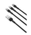 XO Cable NBQ191 Carga Rapida 40W 3 en 1 - Micro + Tipo C + Lightning a USB