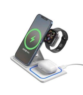 XO WX023 Estacion de Carga Inalambrica Triple 15W - Carga hasta 3 Dispositivos Simultaneamente - Deteccion Automatica - Color Bl