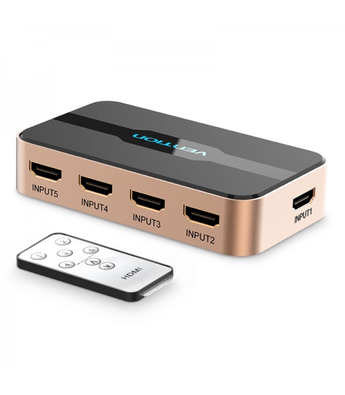 Vention Duplicador HDMI Hembra a HDMI Macho 5x - Color Dorado