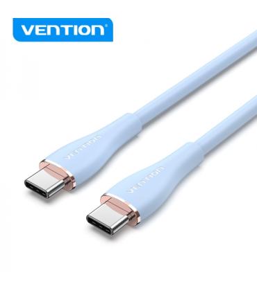 Vention Cable USB-C Macho a USB-C Macho - 1m - 5A 100W 480Mbps - Color Azul Silicona