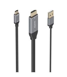 Aisens Cable Conversor Aluminio HDMI V2.0 a USB-C 4K@60Hz - HDMI/M+USB-A/M-USB-C/M - 1.8m - Color Gris