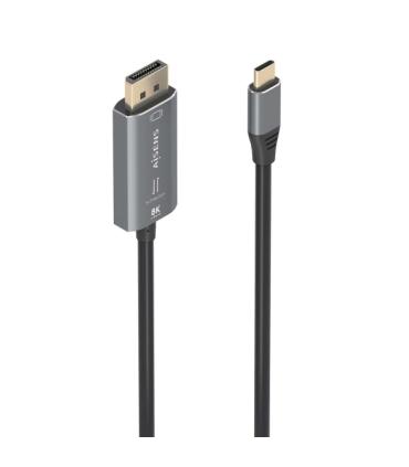 Aisens Cable Conversor Aluminio Bidireccional USB-C a Displayport 8K@60Hz - USB-C/M-DP/M - 1.8m - Color Gris