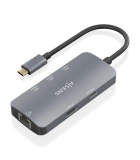 Aisens USB-C Dock 6 en 1 - USB-C a 1xHDMI - 1xRJ45 - 3xUSB-A - 1xUSB-C PD - 15cm - Color Gris