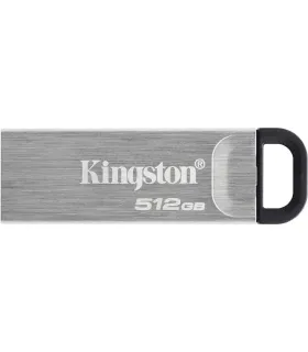 Kingston DataTraveler Kyson Memoria USB 512GB - 3.2 Gen 1 - 200 MB/s en Lectura - Diseño Metalico - Color Plata (Pendrive