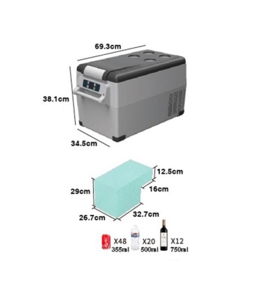 Muvip Nevera Portatil de Compresor 31L - Proteccion Bateria Vehiculo - Luz LED - Temperatura -20º/+20º - Conexion 12/24/220V ..