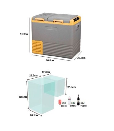 Muvip Nevera Portatil con Compresor 40 Litros Doble Zona - Asas de Transporte - Compresor Silencioso - Color Gris