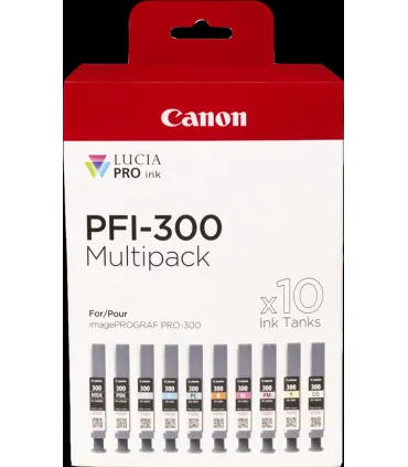 Canon PFI300 Pack de 10 Cartuchos de Tinta Originales - 4192C008