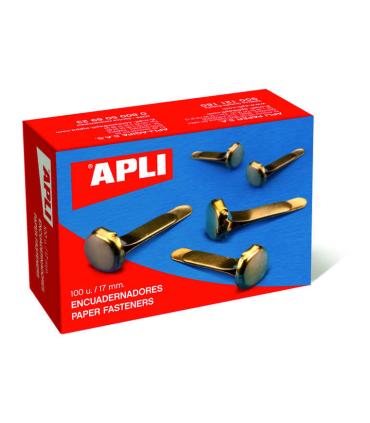 Apli Caja de 100 Encuadernadores Metalicos 12mm sin Arandela - Aptos para todo tipo de Documentos - Ideales para Encuadernar..